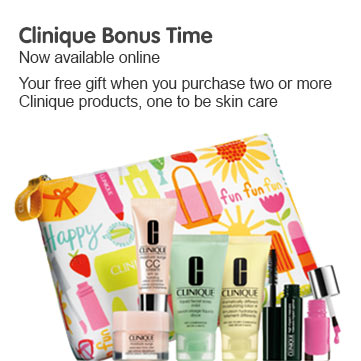 Clinique Bonus Time. Your free gift when you spend 65 euros on